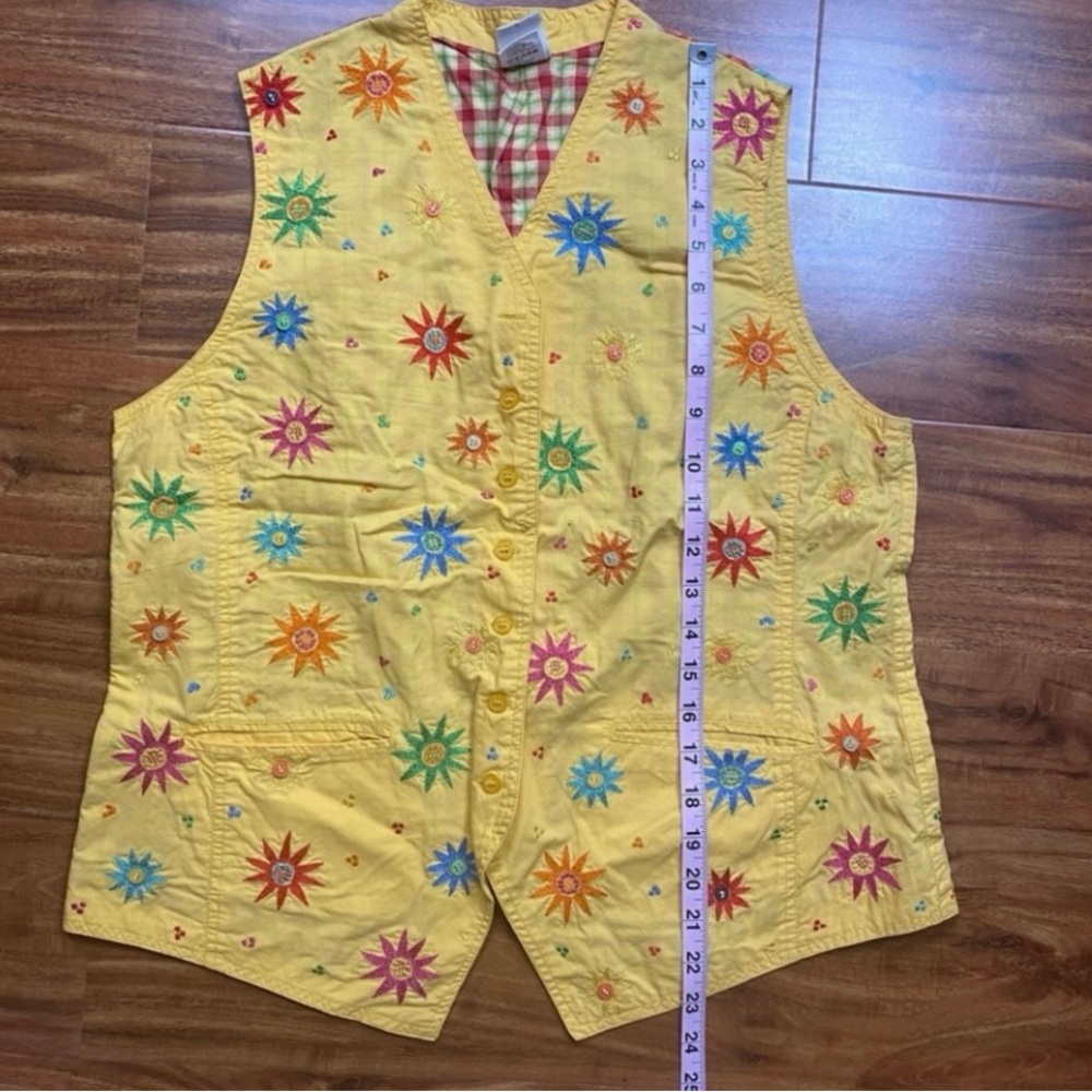 Vintage RARE Oilily Golden Yellow Embroidered Button Vest Waistcoat Size XL - Picture 16 of 16